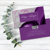 Marmeren Agaat Paarse Zilveren Glitter QR Code Visitekaartje