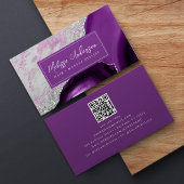 Marmeren Agaat Paarse Zilveren Glitter QR Code Visitekaartje