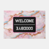 Marmeren Agaat Trendy Blauw Roze Goud Collectie Deurmat (Voorkant)