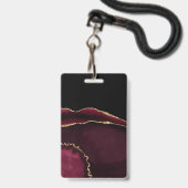 Marmeren Agate Chic Zwart Paars Goud Glitter Badge (Voorzijde met lanyard)