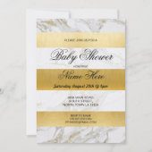 Marmeren Baby shower Nodig Stripe White Gold Party Kaart (Voorkant)