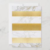 Marmeren Baby shower Nodig Stripe White Gold Party Kaart (Achterkant)