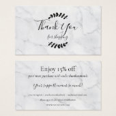 Marmeren bedankkaart voor kortingskaart winkelen visitekaartje (Voorkant /achterkant)