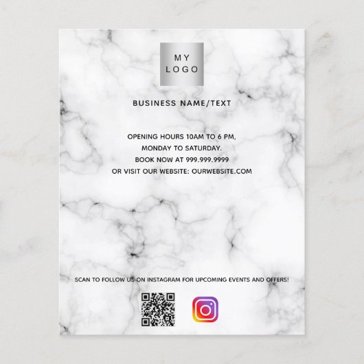 Marmeren bedrijfslogo qr-code instagram aangepaste flyer (Voorkant)