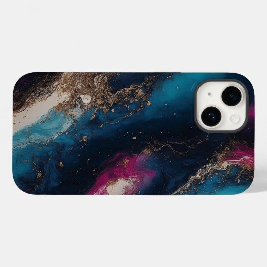 Marmeren blauw zwart Case-Mate iPhone case (Achterkant (horizontaal))