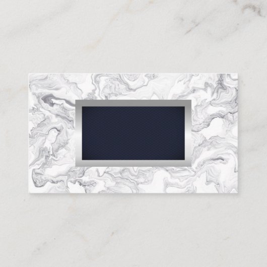 Marmeren blauwe achtergrond | Zilver Metaal Visitekaartje (Achterkant)
