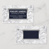 Marmeren blauwe achtergrond | Zilver Metaal Visitekaartje (Voorkant / Achterkant)