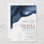 Marmeren Blauwe Agaat Roze Gouden Glitter Bruiloft Kaart (Voorkant)