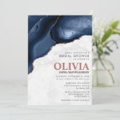 Marmeren Blauwe Agaat Roze Gouden Glitter Bruiloft Kaart (Staand voorkant)