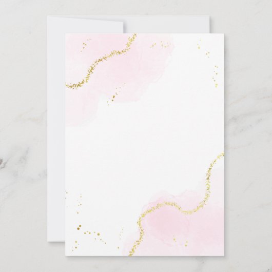 Marmeren bloemblaadjes en Prosecco Vrijgezellenfee Kaart (Achterkant)