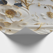 Marmeren bloemen en bladeren, blauw goud cadeaupapier (Hoek)