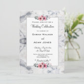 Marmeren Bloemen Huwelijksuitnodiging Kaart (Staand voorkant)
