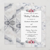 Marmeren Bloemen Huwelijksuitnodiging Kaart (Voorkant / Achterkant)