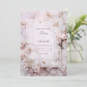 Marmeren Blush Bloemen Romantische bruiloft Kaart (Staand voorkant)
