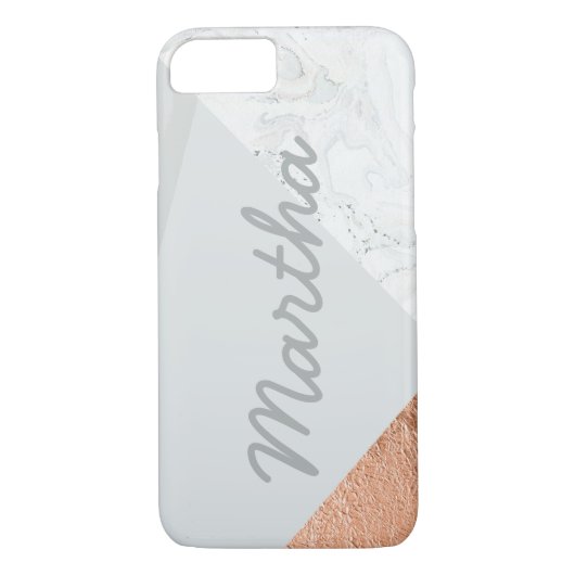 Marmeren blush roze grijs en roos goud Case-Mate iPhone case (Achterkant)