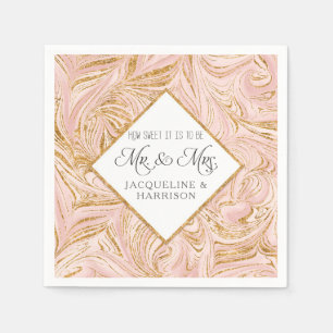 Marmeren Blush Roze Rose Goud Glitter Wedding Deco Servet