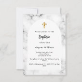 Marmeren boog gouden kruis doop kaart (Voorkant)