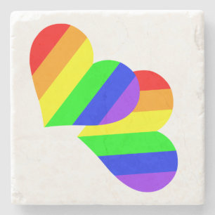 Marmeren coaster met regenboog hart stenen onderzetter
