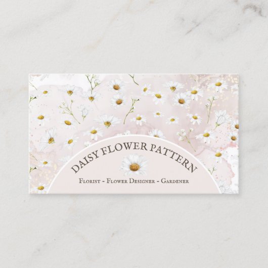 Marmeren Daisy Bloempatroon Botanische Baby Sitter Visitekaartje (Voorkant)