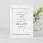 Marmeren Deluxe Moderne Budget QR Code Trouwen Kaart (Staand voorkant)