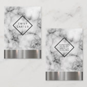 Marmeren Diamant Grens Zilveren Metallic Trim Visitekaartje (Voorkant / Achterkant)