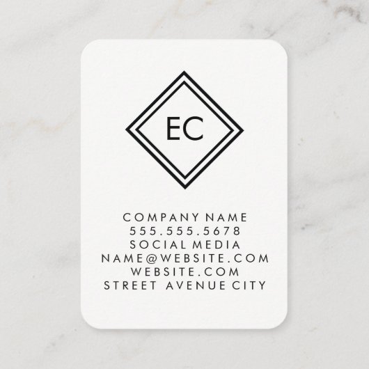 Marmeren diamant rand visitekaartje (Achterkant)