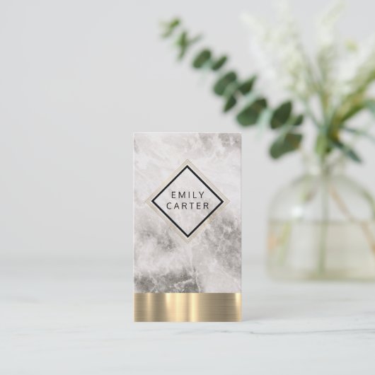 Marmeren diamantgrens gouden lijnen visitekaartje (Staand voorkant)