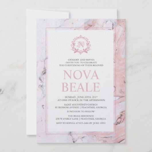 Marmeren doopuitnodiging kaart (Voorkant)