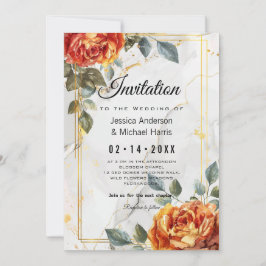 Marmeren dromen: Oranje Roos Elegance Collectie Kaart