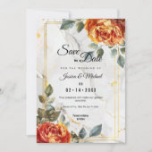 Marmeren dromen: Oranje Roos Elegance Collectie Save The Date (Voorkant)