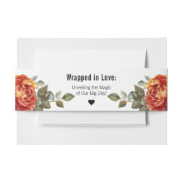 Marmeren dromen: Oranje Roos Elegance Collectie Uitnodigingen Wikkel