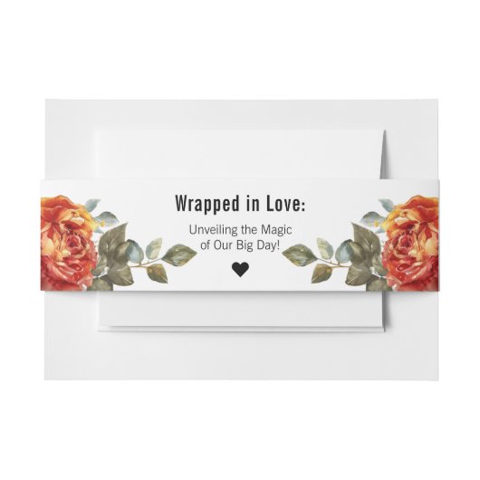 Marmeren dromen: Oranje Roos Elegance Collectie Uitnodigingen Wikkel (Voorkant Voorbeeld)