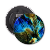 Marmeren edelsteen blauwgroen turkoois indigo blau button flesopener (Voorkant)