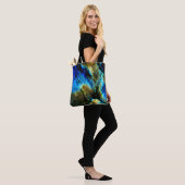 Marmeren edelsteen blauwgroen turkoois indigo blau tote bag (Op model)