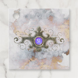 Marmeren edelsteen monogram bedankjes labels