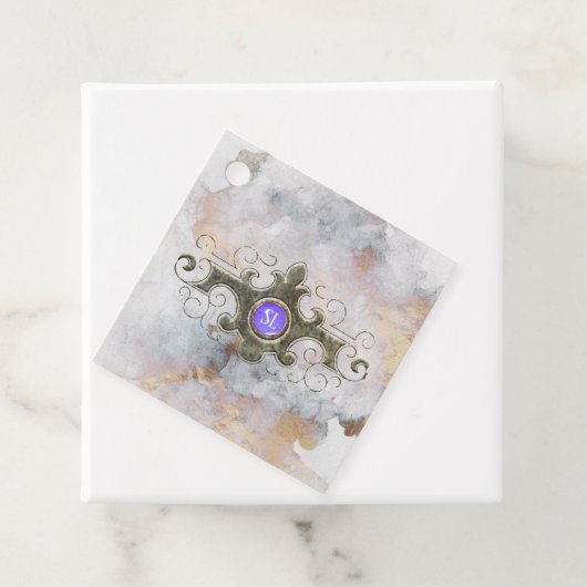 Marmeren edelsteen monogram bedankjes labels (In situ)