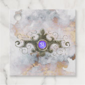 Marmeren edelsteen monogram bedankjes labels (Voorkant)