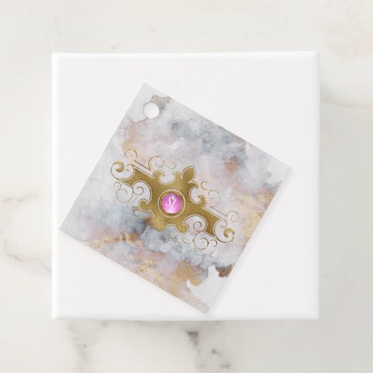 Marmeren edelsteen monogram bedankjes labels (In situ)