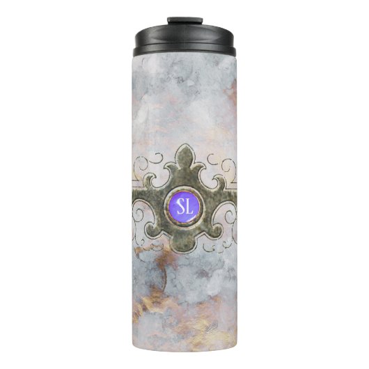 Marmeren edelsteenmonogram thermosbeker (Voorkant)