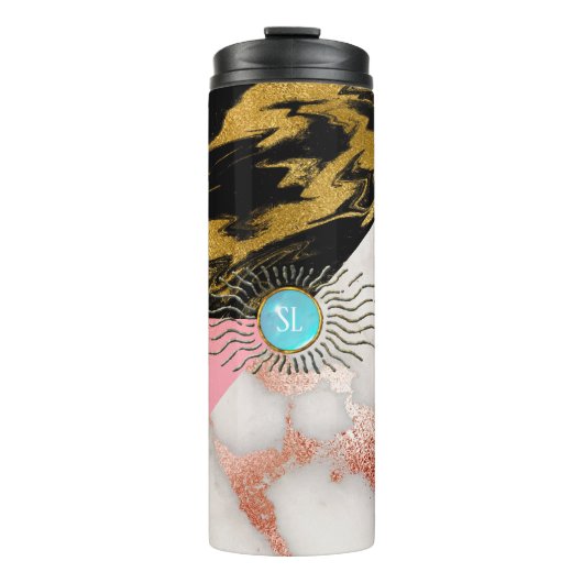 Marmeren edelsteenmonogram thermosbeker (Voorkant)