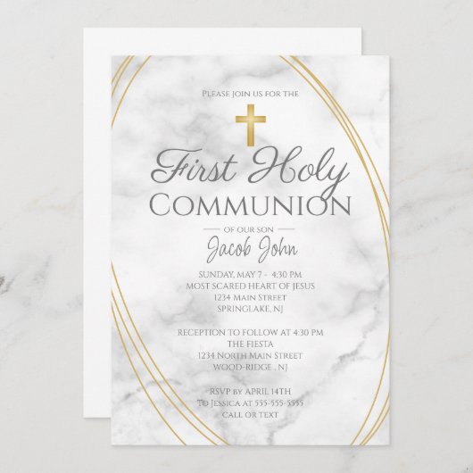 Marmeren Eerste Heilige Communie Kaart (Voorkant / Achterkant)