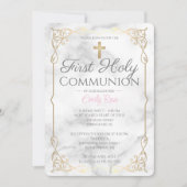 Marmeren Eerste Heilige Communie Uitnodigingen voo (Voorkant)