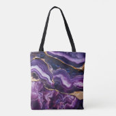 Marmeren effect paarse overal print canvas tas (Achterkant)