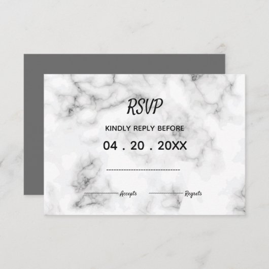 Marmeren elegante bruiloft ontwerp RSVP (Voorkant / Achterkant)