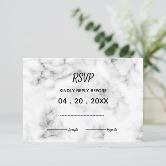 Marmeren elegante bruiloft ontwerp RSVP Kaartje (Staand voorkant)