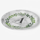 Marmeren en aquarel krans initiaal papieren bordje (Gekanteld)