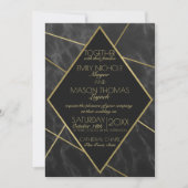 Marmeren en Gouden Art Deco Geometrische Slate Wed Kaart (Voorkant)