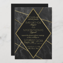 Marmeren en Gouden Art Deco Geometrische Slate Wed