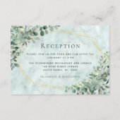 Marmeren Eucalyptus Groenery Gouden Trouwreceptie Informatiekaartje (Voorkant)