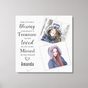 Marmeren familie foto gedenkteken canvas afdruk